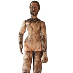 Almost Lifesize Early Italian Articulated Wooden Man