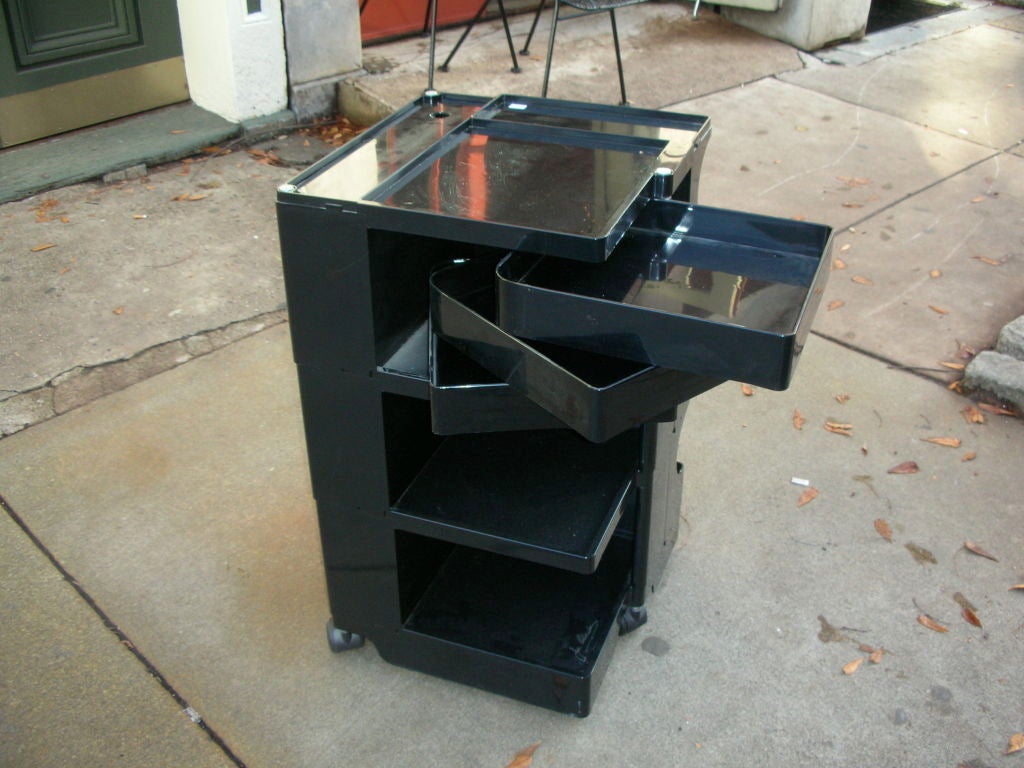 Black Plastic Boby Art Cart with all drawers and covers, signed  on bottom Prouzione Bieffeplast Padova Italia