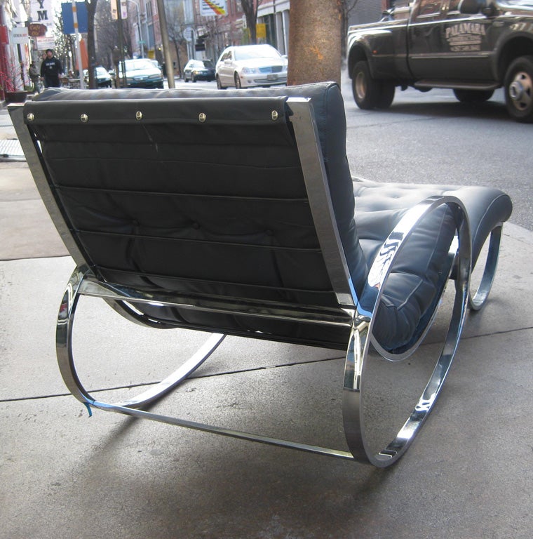 Italian chrome rocking chair in the style of Milo Baughman 1