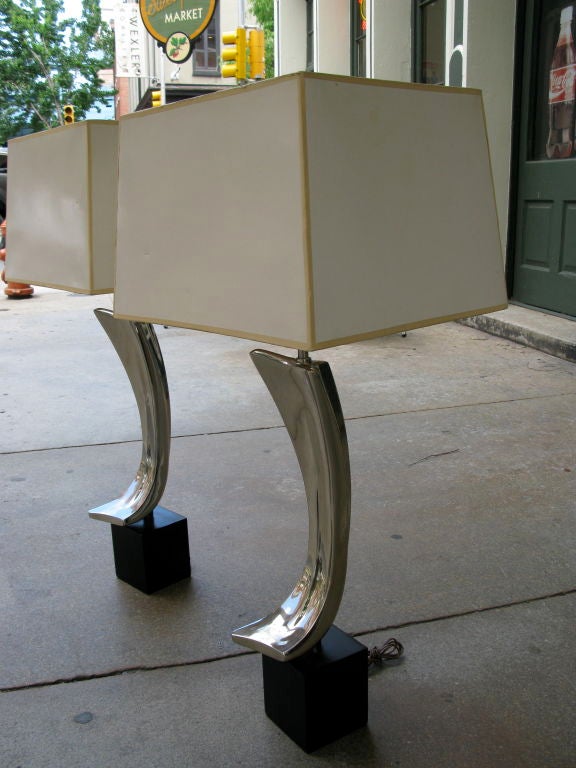 Pair Chrome Laurel Lamps