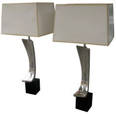 Pair Chrome Laurel Lamps