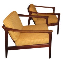 Pair of Dux Teak Arm Chairs by Folke Ohlsson