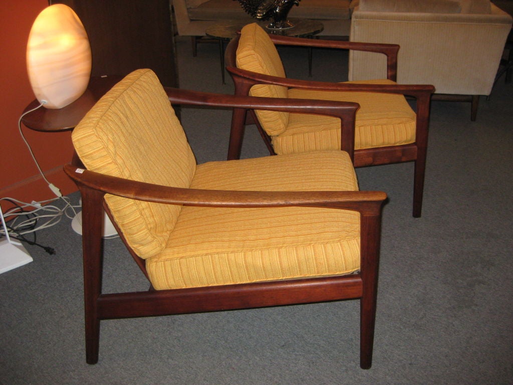 Pair of Dux Teak Arm Chairs by Folke Ohlsson
