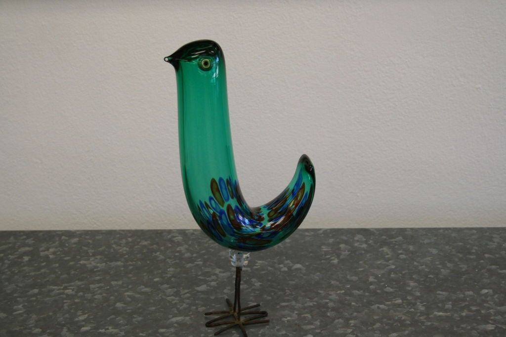 Alessandro Pianon Bird by Vistosi<br />
Glass with copper leg's ,Italy 1963