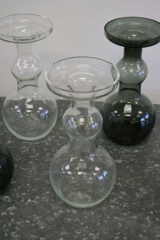 Finnish Set of 8 Nuutajarvie Glass Vases For Sale