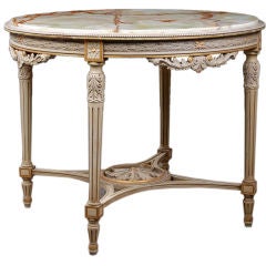 French Antique Louis XVI Style Table with Onyx Top
