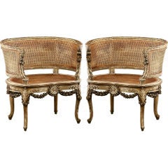 Pair of French Transitional Style Caned Chairs