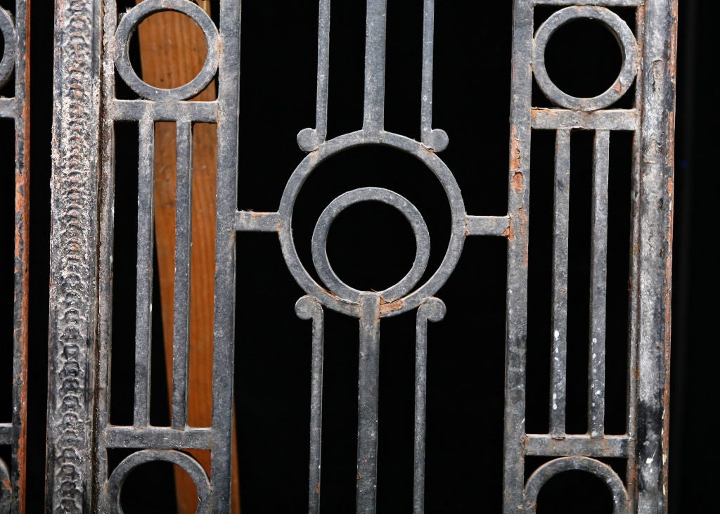 Pair of French Antique Art Deco Style Iron Gates and Balcony 2