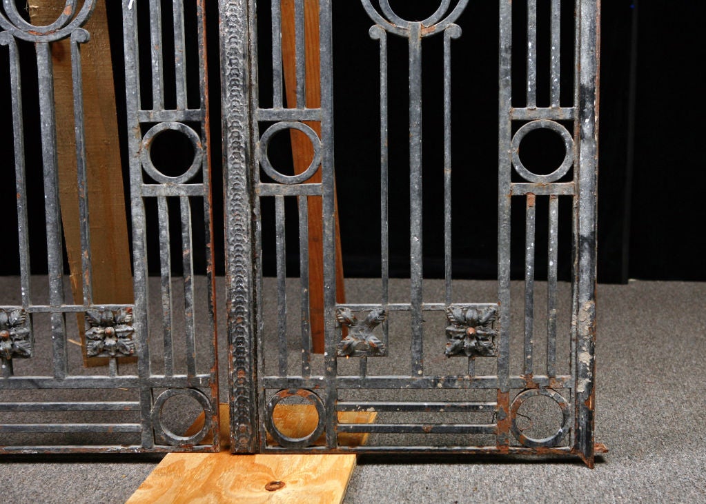 Pair of French Antique Art Deco Style Iron Gates and Balcony 3