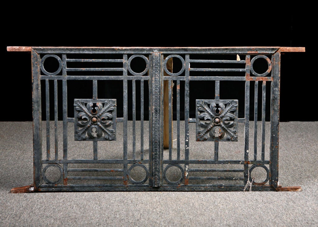 Pair of French Antique Art Deco Style Iron Gates and Balcony 4