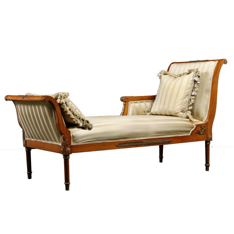 French Antique Empire Style Mahogany Meridienne Daybed
