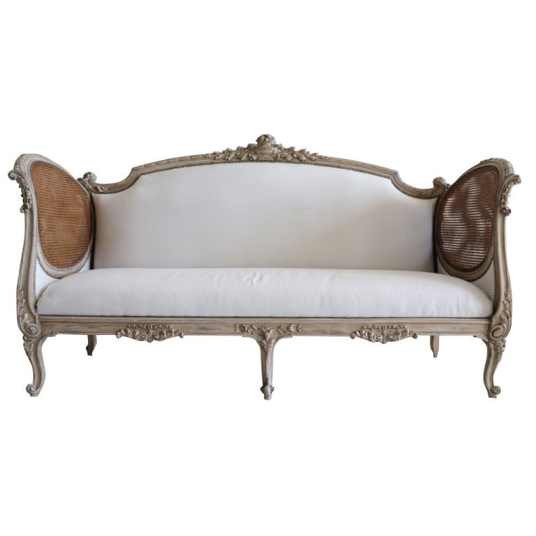 Rare French Antique Provencal Louis XV style Caned Canape