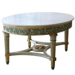 Italian Antique Neoclassical Painted Oval Marbletop Table