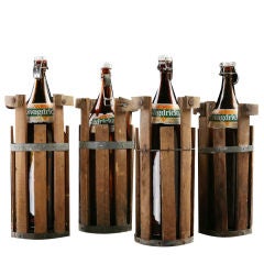Oversized Vintage Swedish Beer Bottles with Wooden Crates