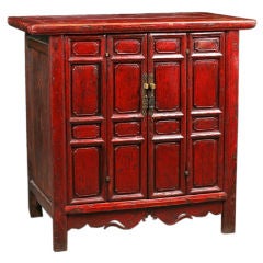 18th Century Antique Red Lacquered 2-Door Chinese Cabinet