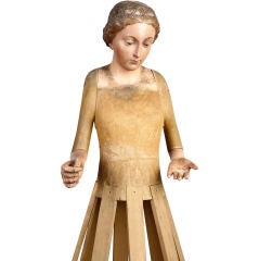 Handcarved French Antique Virgin Processional Statue Santo