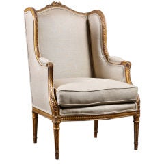 French Antique Giltwood Louis XVI style Winged Bergere