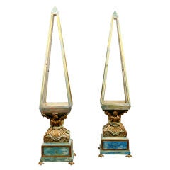 Pair of Italian Obelisks Collector's Display Cabinets/ Vitrines