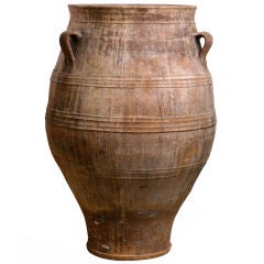 Greek Antique Three-Handle Terracotta Olive Oil Jar