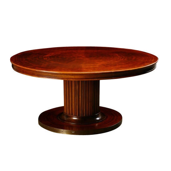 Belgian Art Deco Mahogany Round Table