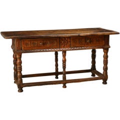 18th Century Spanish Antique Console Table with Two Drawers