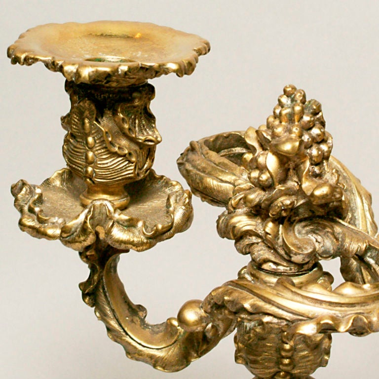 19th Century English Brass Candelabra For Sale