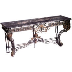 Antique Marble and Steel Console