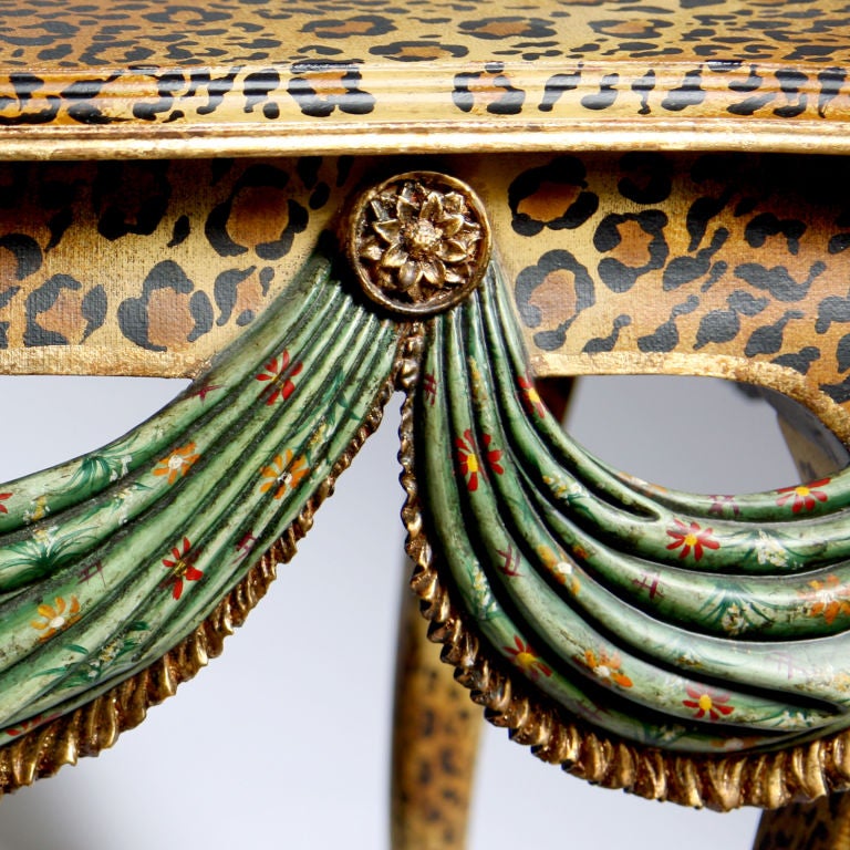 FAUX LEOPARD PAINTED TABLE In Excellent Condition In New York, NY