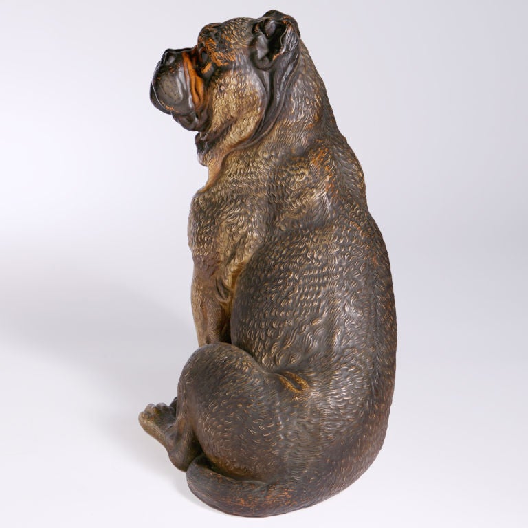 Terracotta Bulldog In Good Condition For Sale In New York, NY