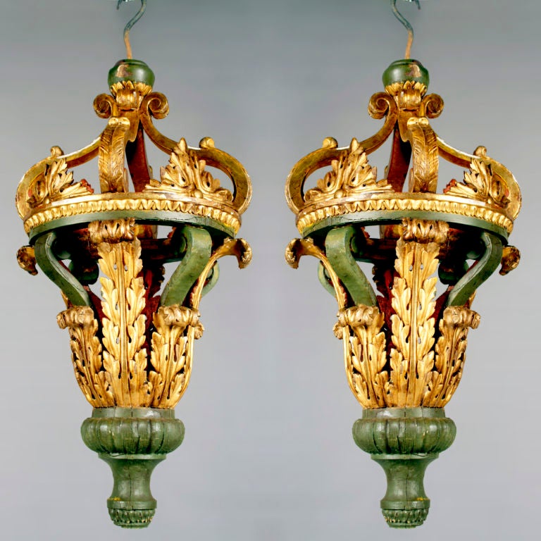 Pair Of Giltwood Lanterns