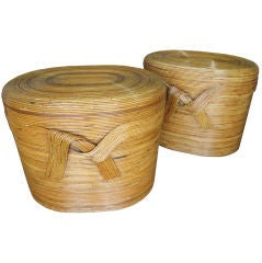 Superb Pair of Knoted Wicker End Tables