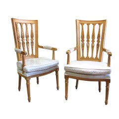 Pair of High Back Italian Classical Open Arm Bergeres