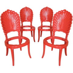 Superb Set of 4 Grotto Style Shell Back Chairs