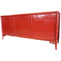 Superb  Faux Bamboo Chinese Chippendalse Style Cabinet
