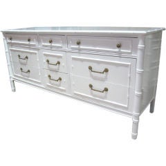 Traditional Lacquered Faux Bamboo Cabinet / Dresser