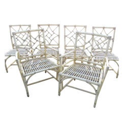 Retro Set of Chinese Chippendale Motif Bamboo Chairs