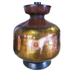 Elgomise Lamp:  Ming Horses and Horsemen Decoupage