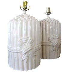 Elegant Pair of Bunched Asparagus Lamps
