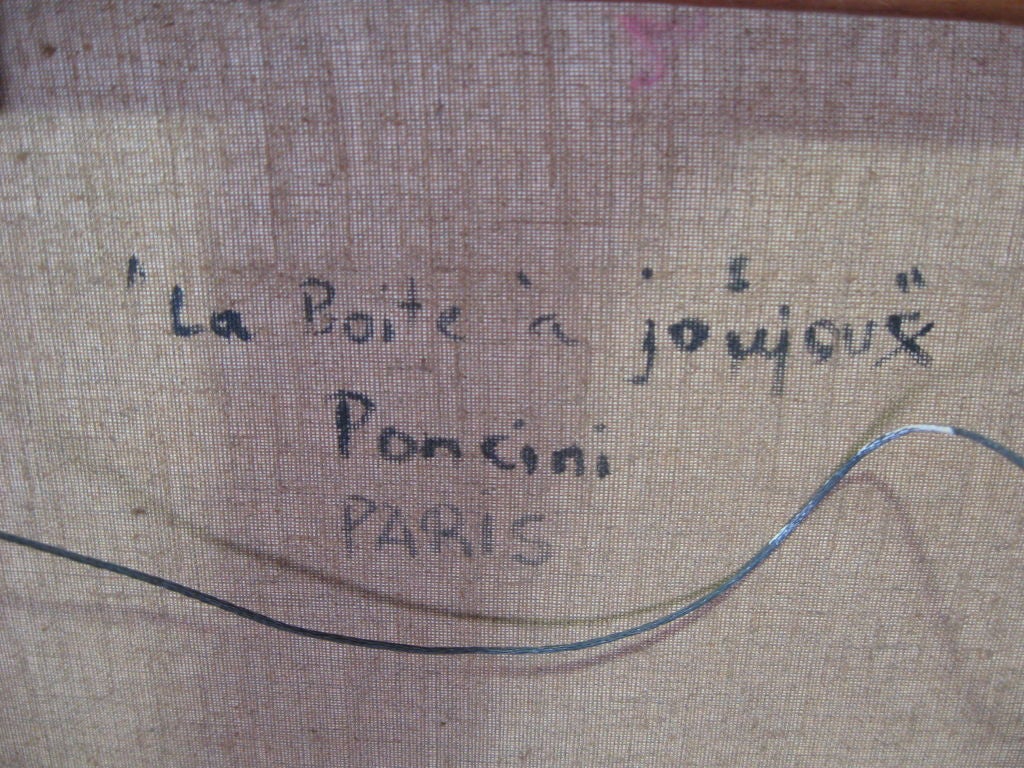 Milieu du XXe siècle Peinture à l'huile originale de Poncini : « La Boite à Joujoux »
