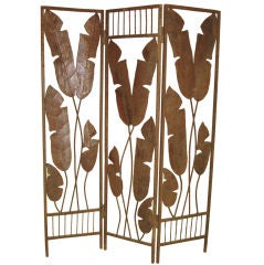 3 Panel 1960's Banana Leaf Iron Screen/ Room Divider