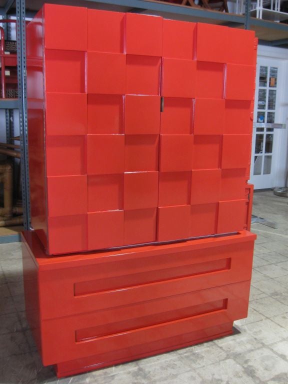 Mid-20th Century Cubist Lacquered Cabinet