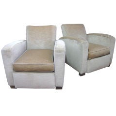 Important Pair of French Art Deco, 30's, Club Chairs