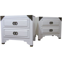 Pair of Lacquered End Tables W/ Interlocking Handles