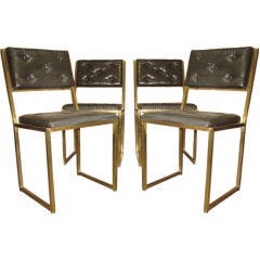 Exceptional Set of 4 French Brass Chairs