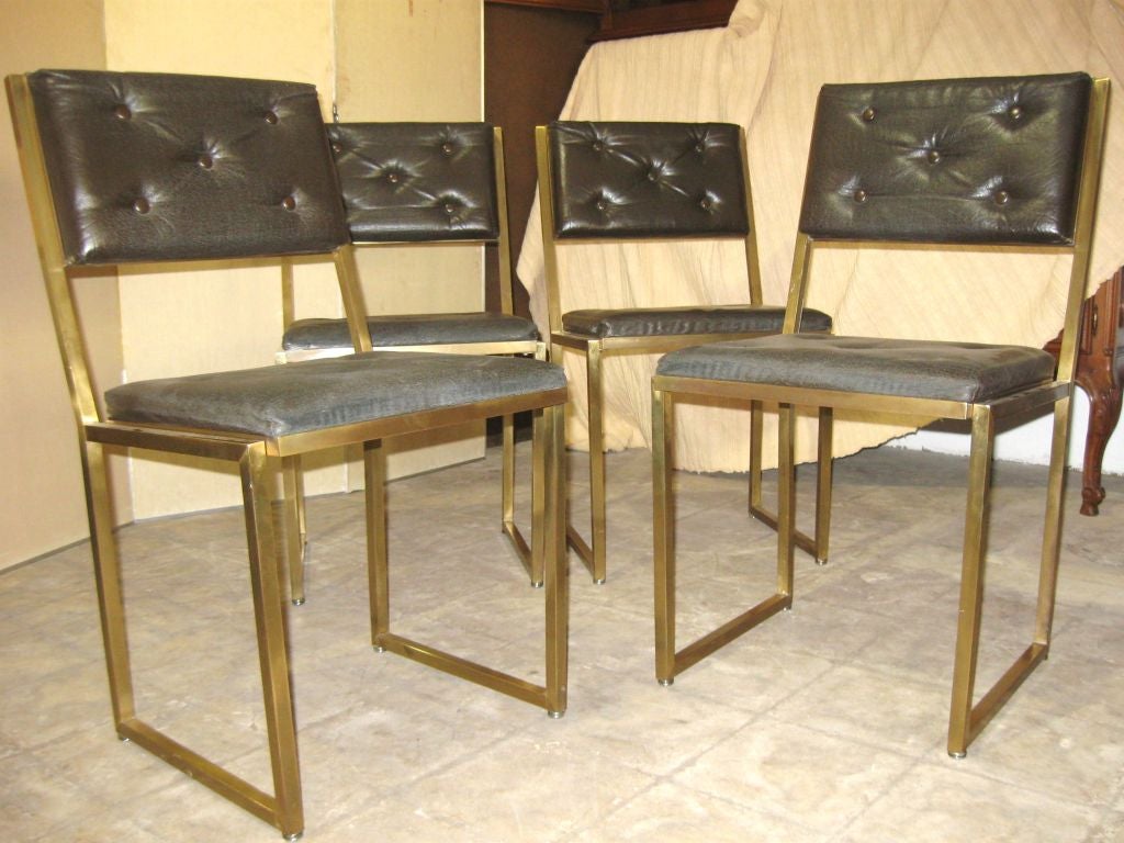 Exceptional Set of 4 French Brass Chairs