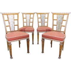 Set of 4 Pagoda Top/Faux Bamboo Chairs Maison Jansen