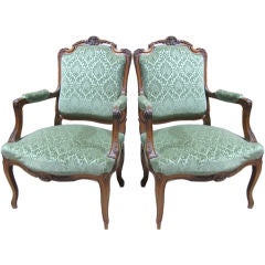 Antique Elegant Pair of French LXV Style Fauteuils
