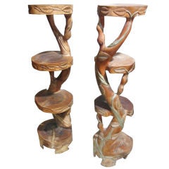Pair of Carved Wood Etageres / Shelves