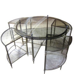 Circular French 5 pc Brass NestingTable  Attr: Jansen