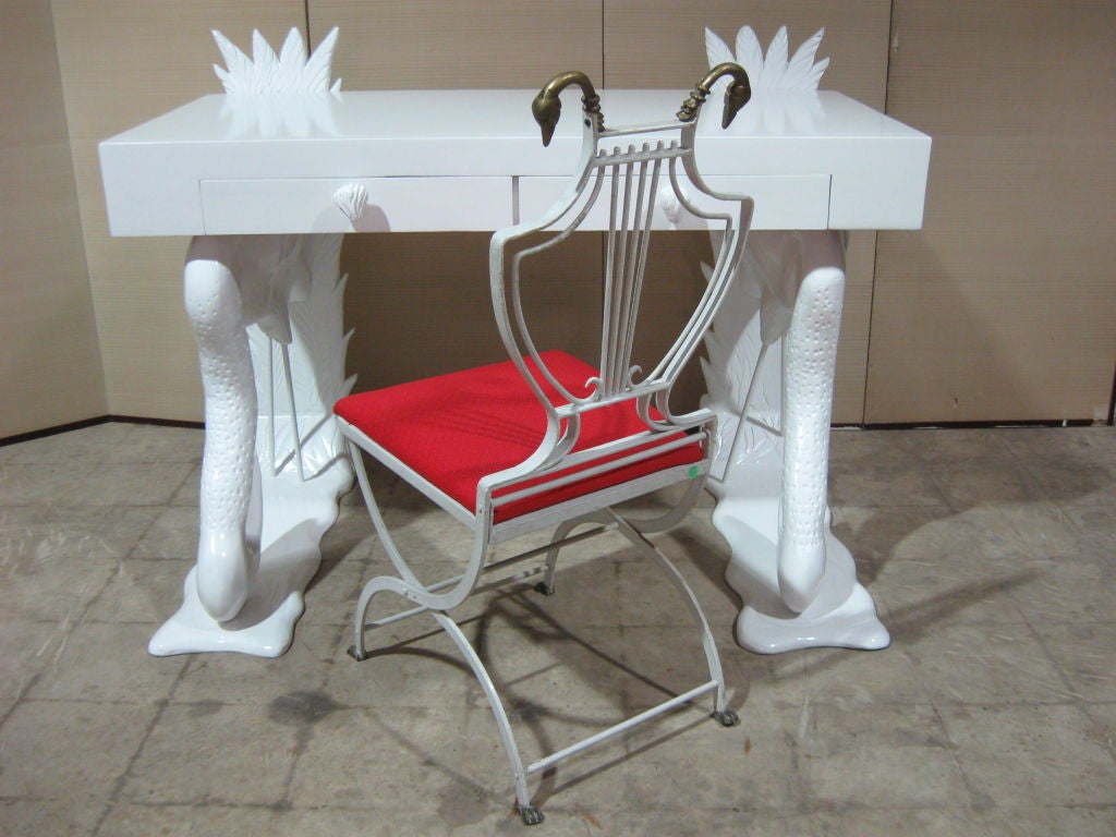 Double Flamingo Lacquered Pedestal Desk 3